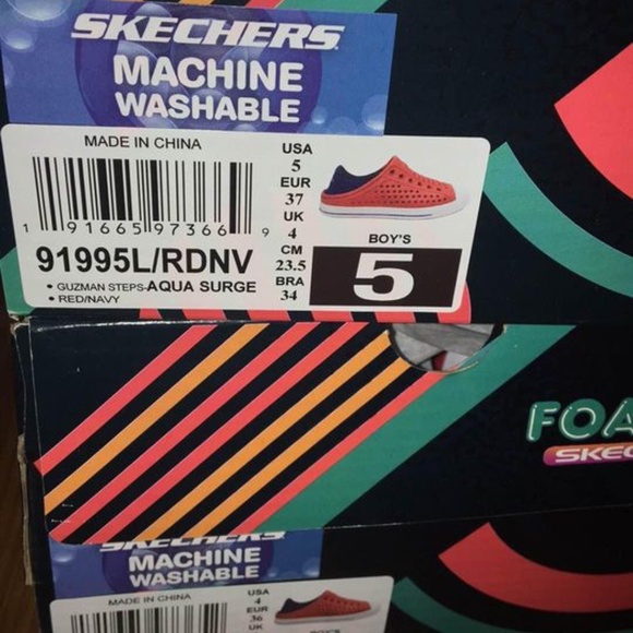 BRAND NEW boy youth skechers machine washable foamies red shoes size 2Y - Picture 8 of 8